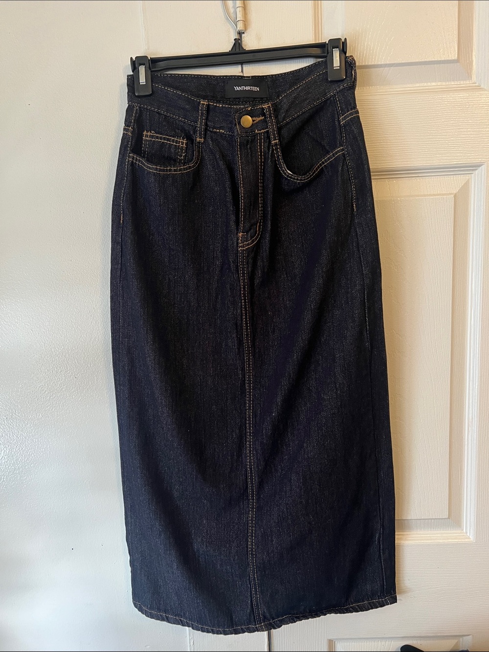 Long denim skirt